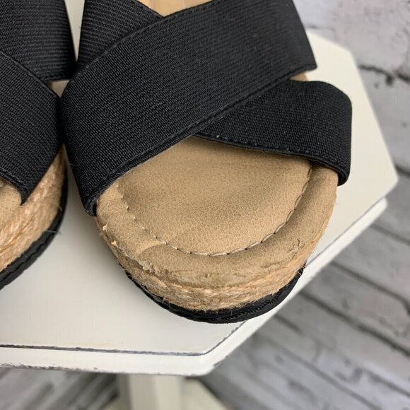 Kenneth Cole Strappy Black Elastic Espadrille Wedge Sandals - Picture 9 of 11